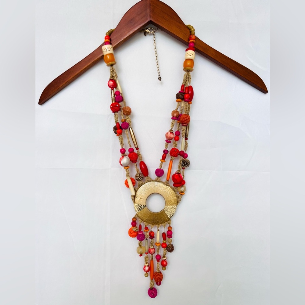 Chico’s | Orange&Pink Beaded Opera Necklace